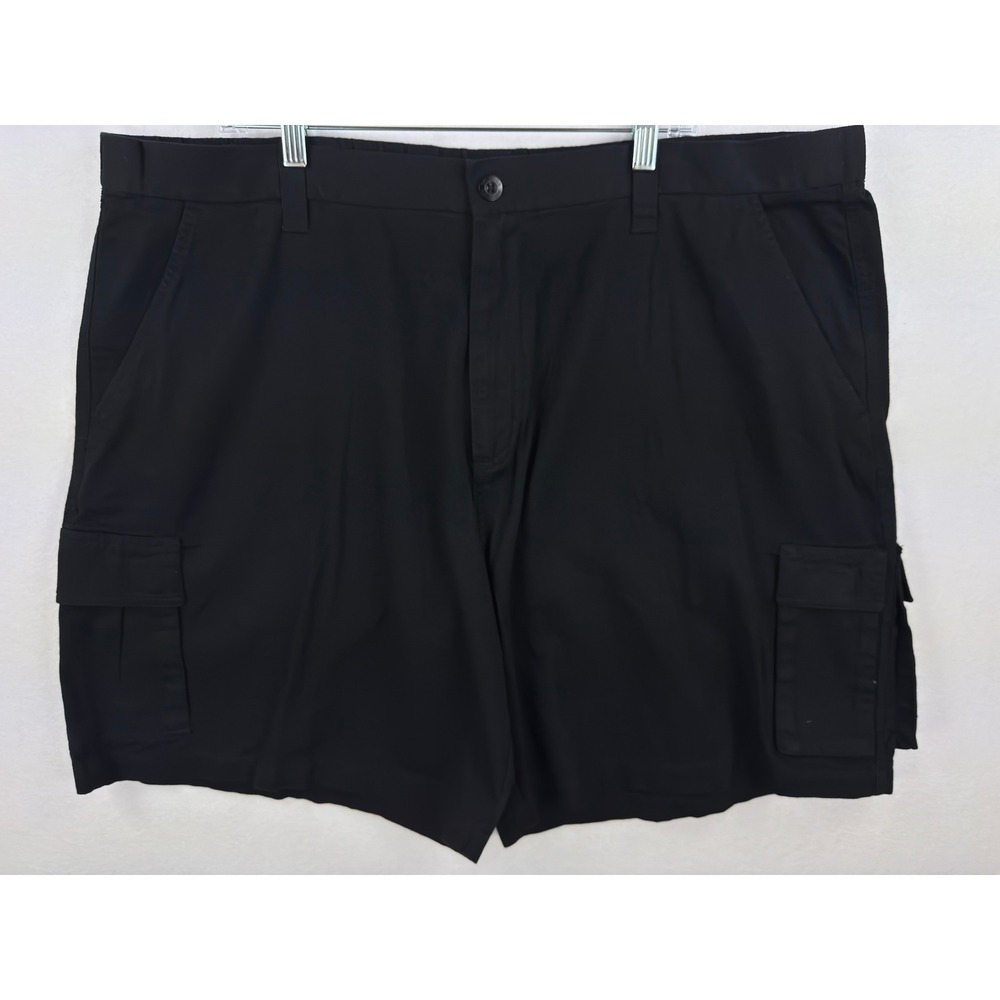 Big Dogs Cargo Shorts Mens 44 Black Cotton Elastic Waist Casual Rugged